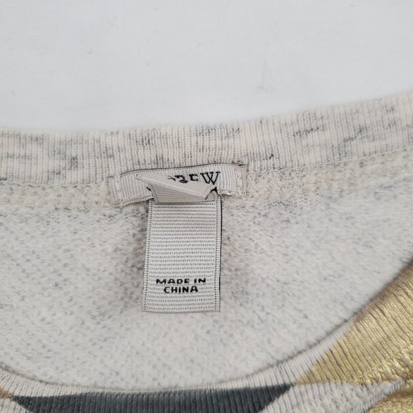 J. Crew Women's Heather Grey Vintage Metallic Triangles Pullover Sweatshirt XS - Picture 9 of 12